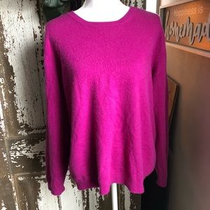 Lands’ End Fuchsia Cashmere Sweater. Size XL